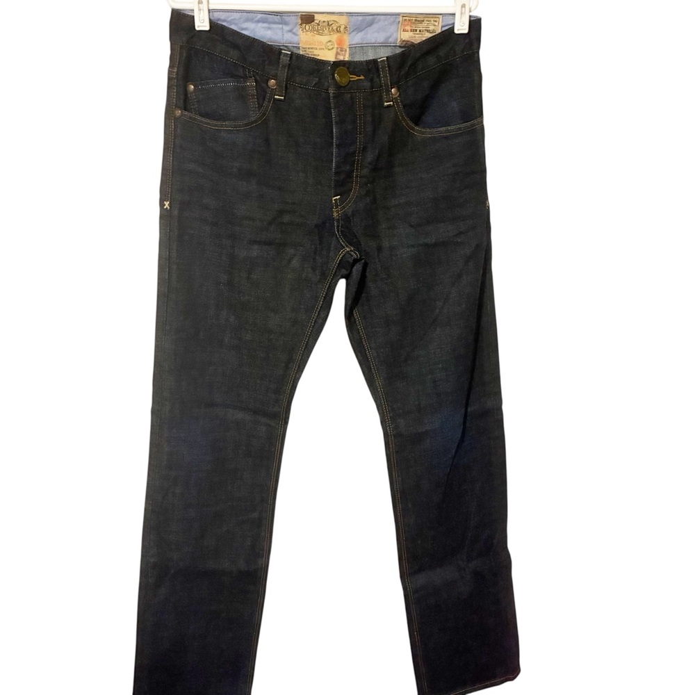 Cohesive & Co Button Fly Jeans Mens Size 32Regular Slim Fit Dark‎ Wash Blue